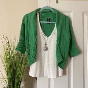 W Women's Green Knit Mini Sweater